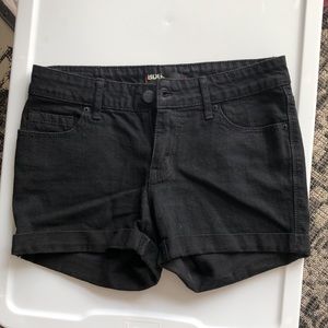 Black Cuffed Jean Shorts